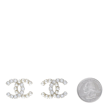 Chanel Crystal Pearl CC Dazzling Domino Earrings Gold 2 of 5