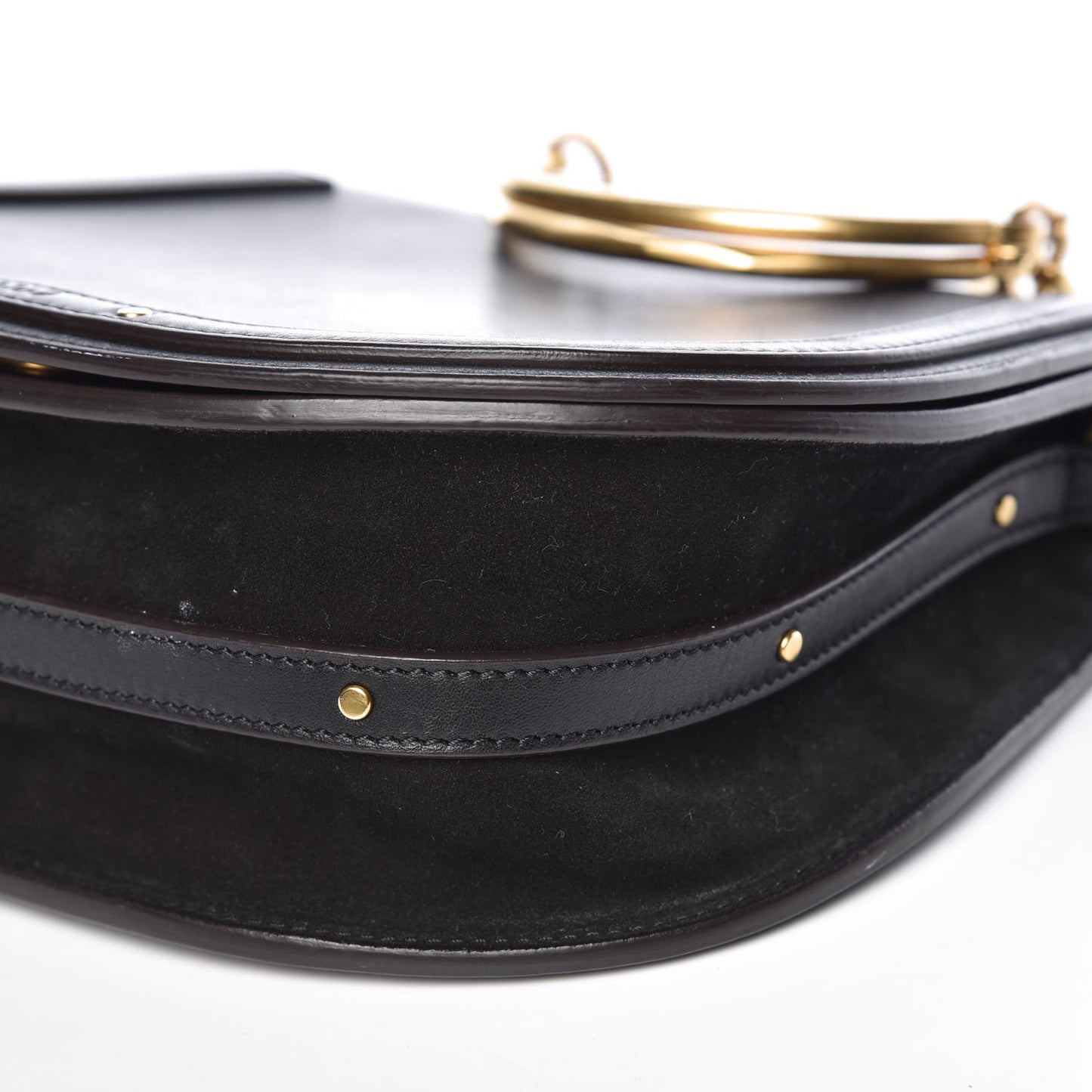 Calfskin Suede Medium Nile Bracelet Bag Black