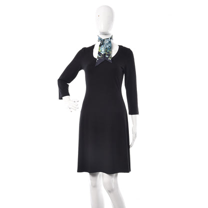 Gucci Silk Bloomy Print Neck Bow Scarf Midnight Blue 2 of 3