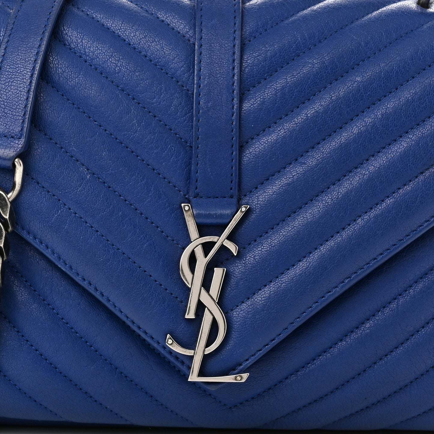Sheepskin Matelasse Chevron Monogram Medium College Bag Royal Blue