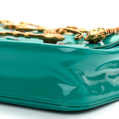 Versace Patent Medusa Safety Pin Embellished Shoulder Bag Turquoise 8 of 8