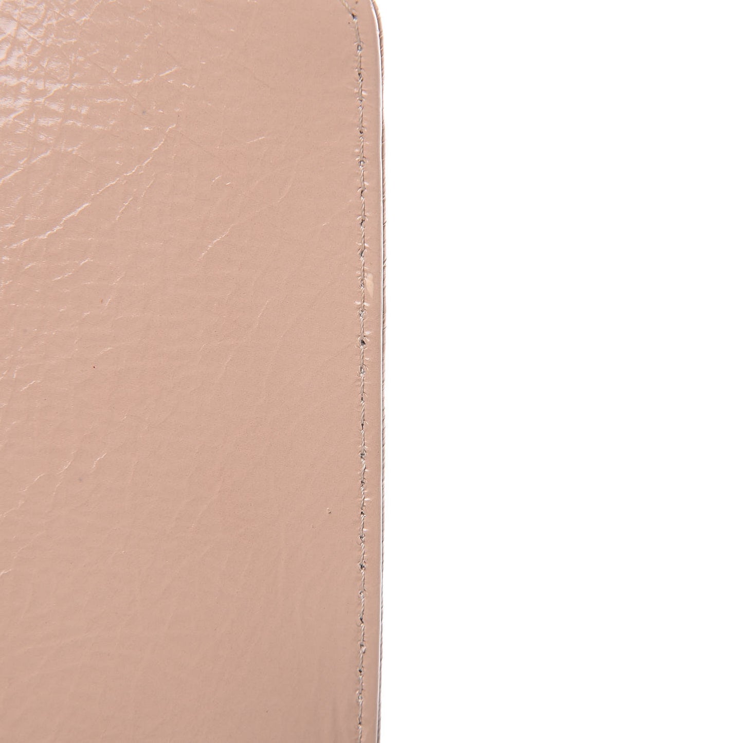 Distressed Patent Quilted Medium Boy Flap Beige