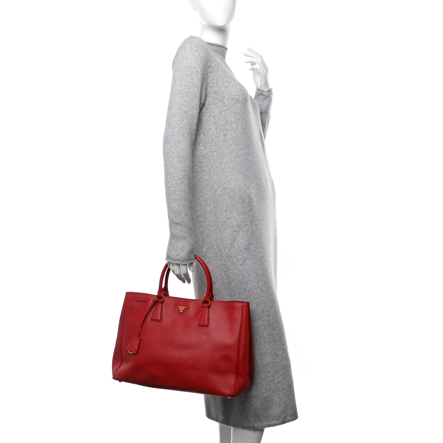 Prada Saffiano Lux Large Tote Fuoco 2 of 14