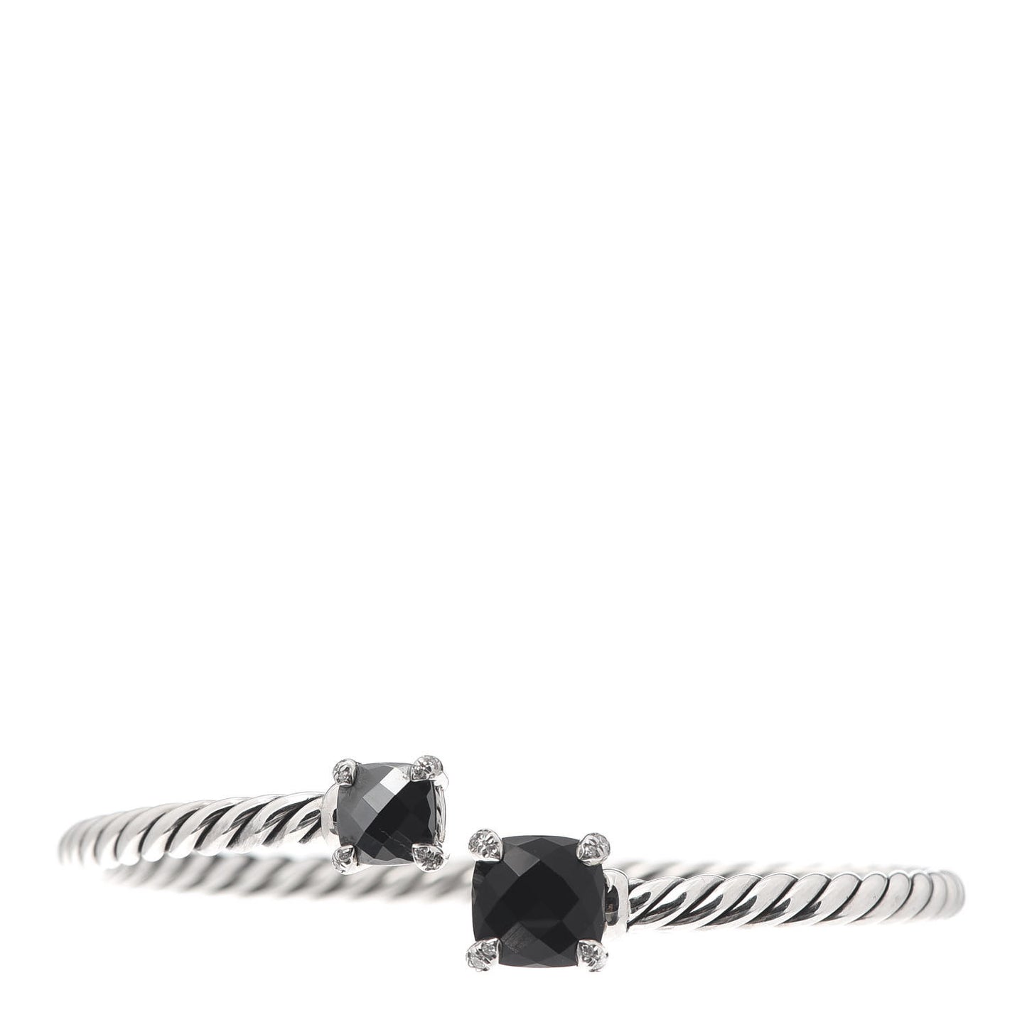 Sterling Silver Diamond Black Onyx Hematite 4mm Chatelaine Bypass Bracelet