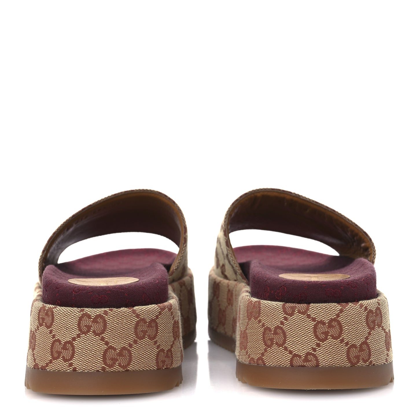 Canvas GG Monogram Angelina Platform Slide Sandals 39.5 Beige Ruggine