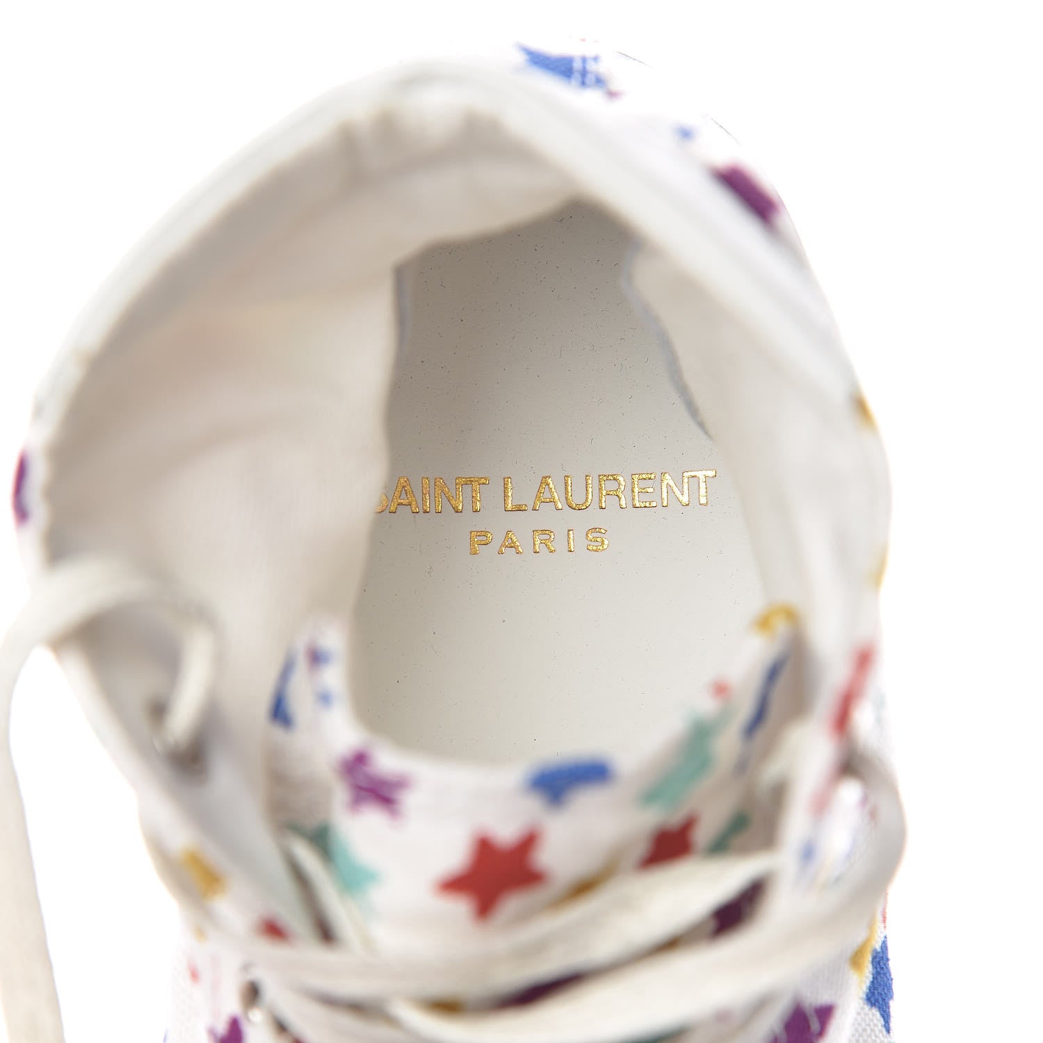 Saint Laurent Distressed Canvas Fun-Star Print Bedford Hightop Sneakers 36 Cream 6 of 9