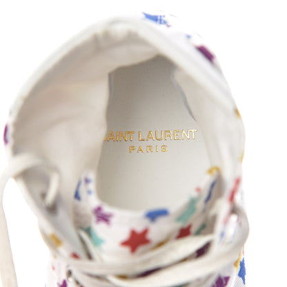 Saint Laurent Distressed Canvas Fun-Star Print Bedford Hightop Sneakers 36 Cream 6 of 9