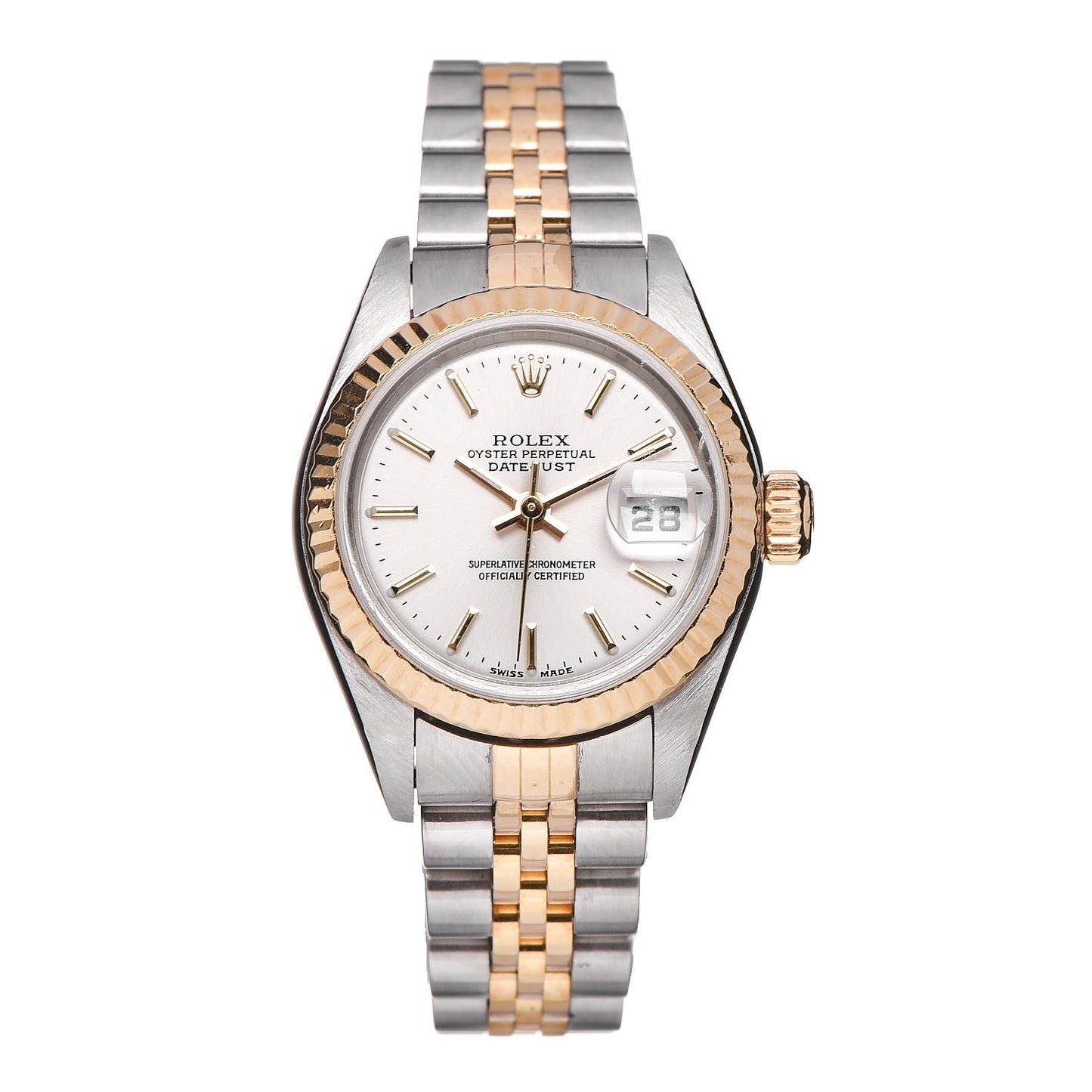 Stainless Steel 18K Yellow Gold 26mm Oyster Perpetual Datejust Watch Silver 79173