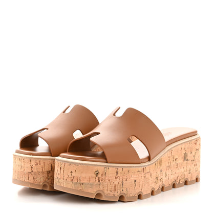 Hermes Calfskin Cork Eze 30 Sandals 35 Gold 4 of 10