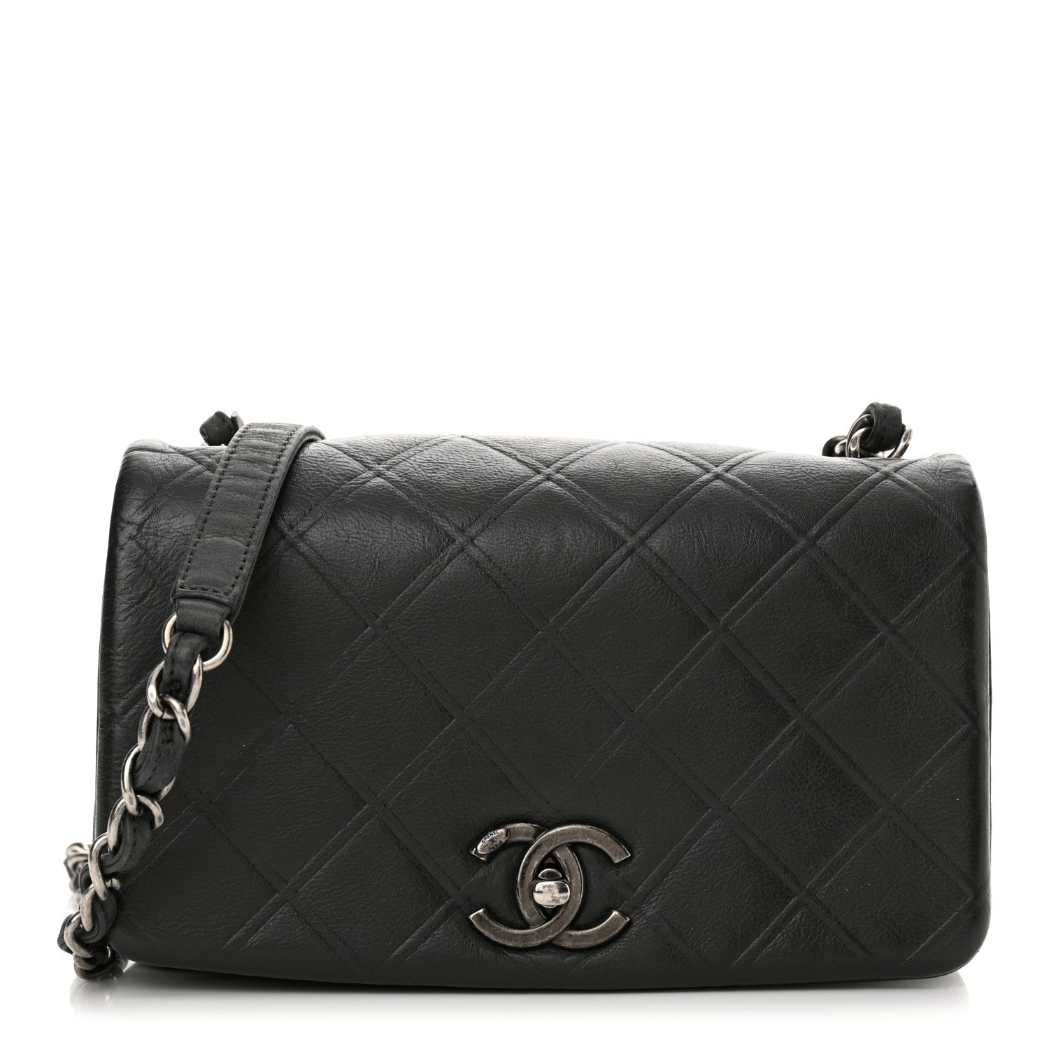 Chanel Calfskin Diamond Embossed New Chic Flap Grey 1 of 11