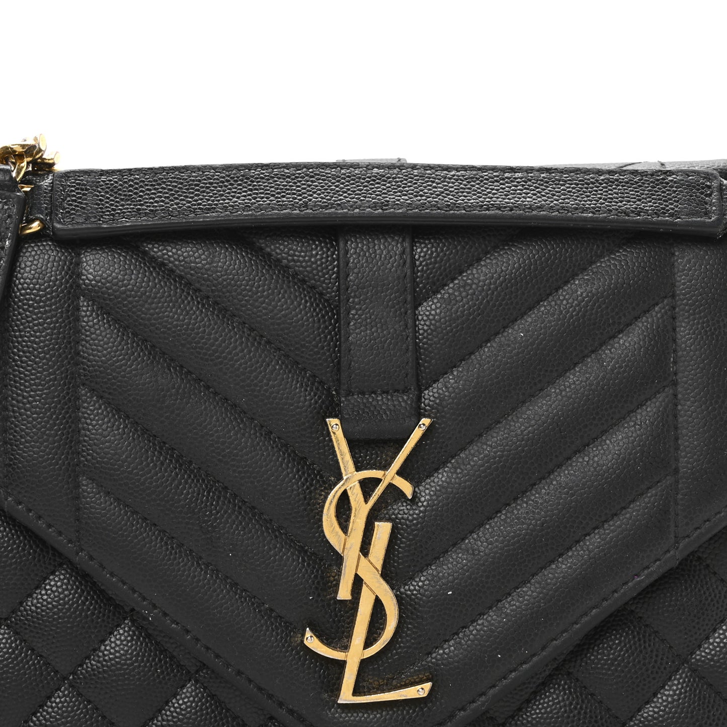 Grain De Poudre Textured Mixed Matelasse Triquilt Medium Monogram Satchel Black