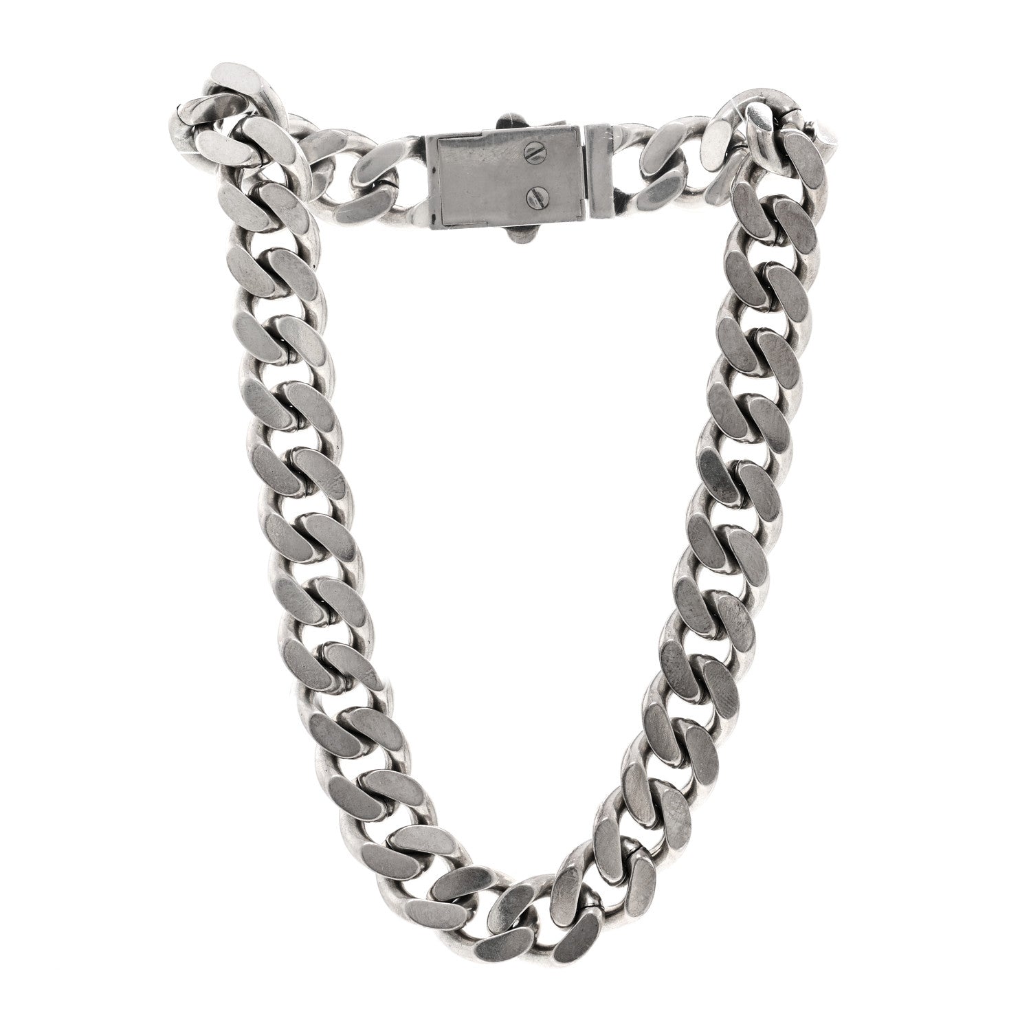 Saint Laurent Metal Curb Chain Necklace Oxidized Silver 3 of 4