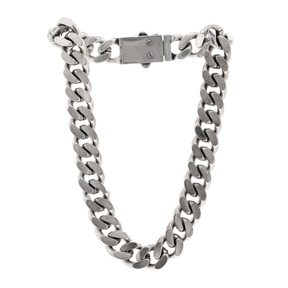 Saint Laurent Metal Curb Chain Necklace Oxidized Silver 3 of 4