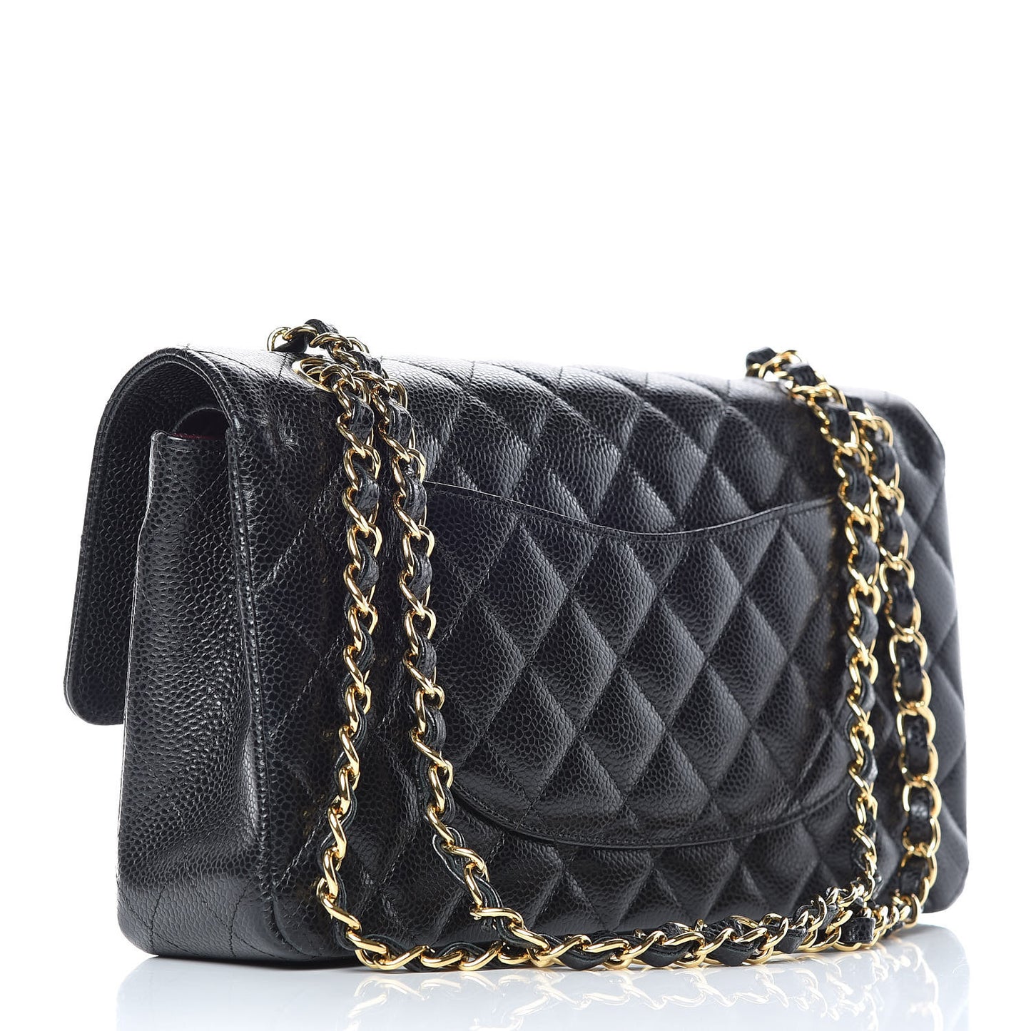 Caviar Quilted Medium Double Flap Black