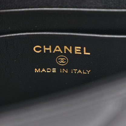 Chanel Shiny Aged Calfskin Quilted Top Handle Clutch With Chain Black 6 of 11