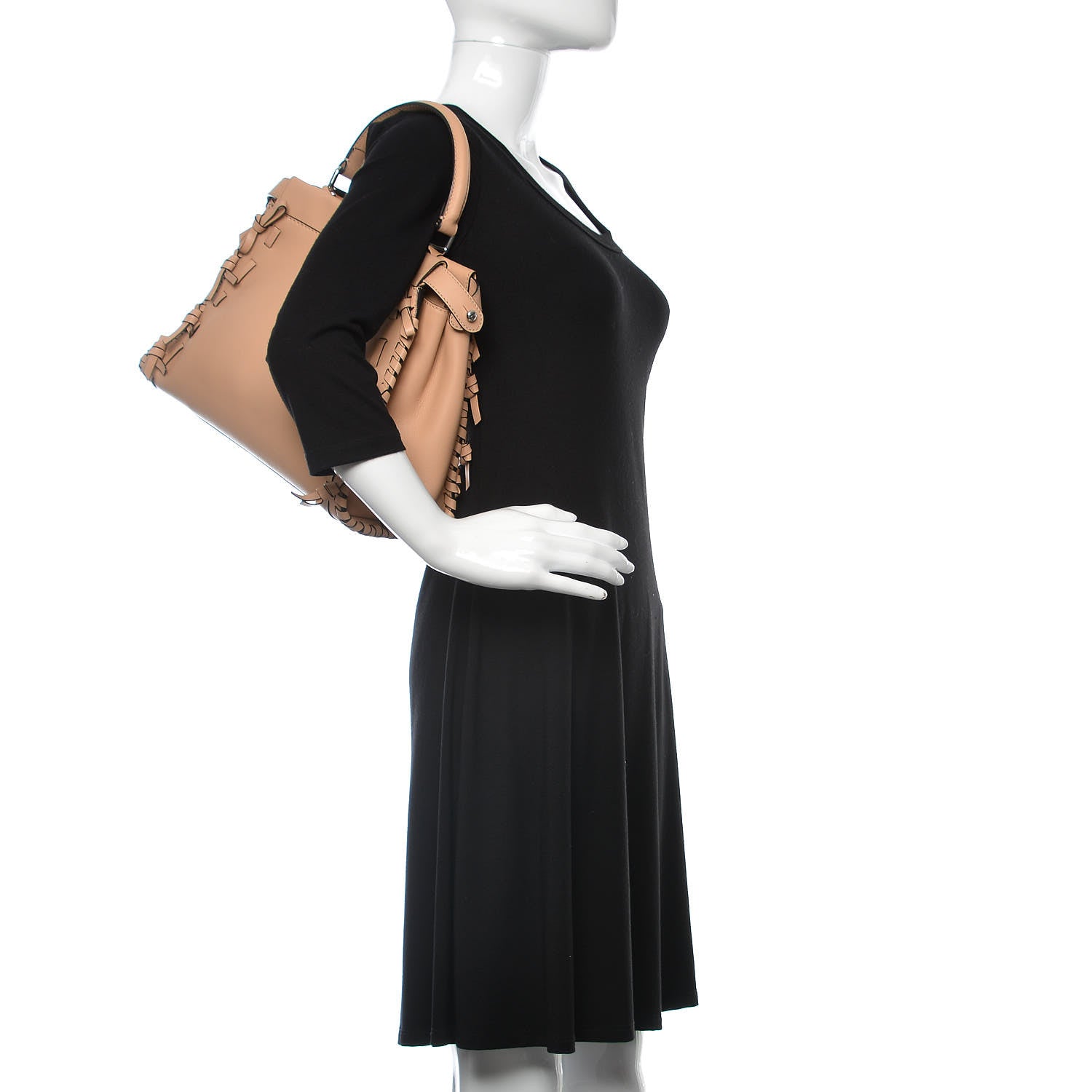 Fendi Vitello Seta Century Nappa Whipstitch Medium Peekaboo Iconic Satchel Makeup 2 of 10