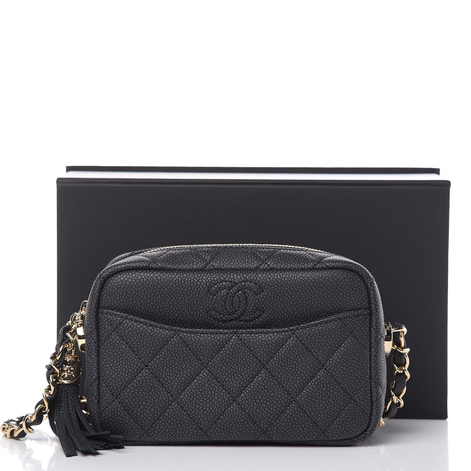 Chanel Iridescent Caviar Quilted Mini Coco Tassel Camera Case Black 10 of 10