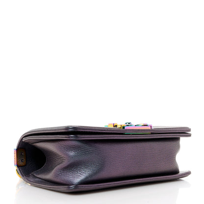 Chanel Iridescent Goatskin Quilted Small Boy Flap Purple 4 of 13