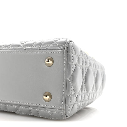 Christian Dior Lambskin Cannage Small My Lucky Badges My Lady Dior Grey 9 of 9