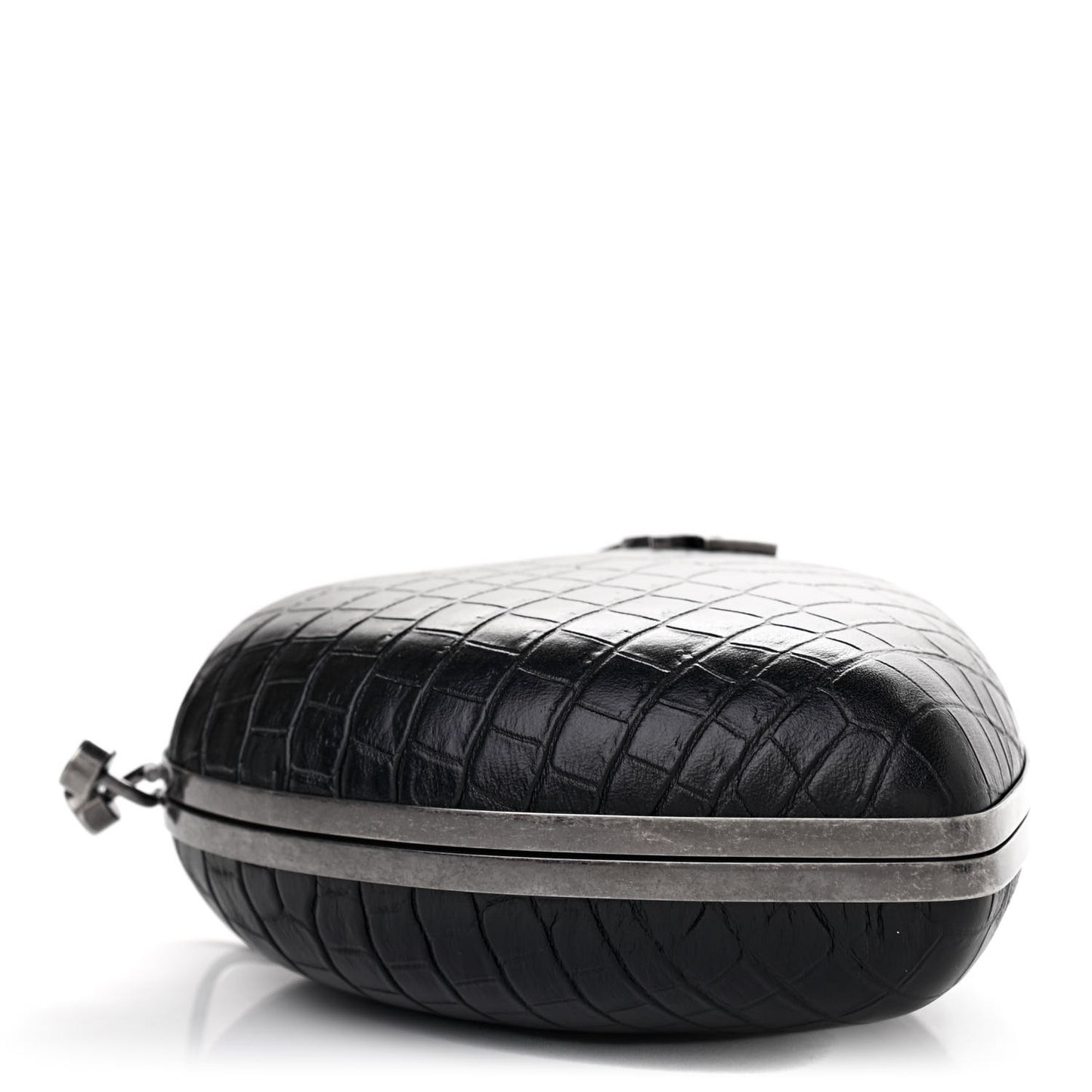 Calfskin Crocodile Embossed Monogram Love Box Bag Black