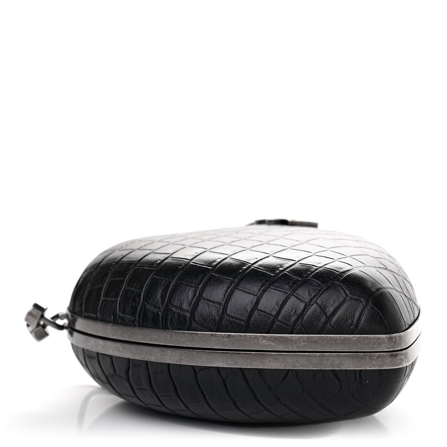 Saint Laurent Calfskin Crocodile Embossed Monogram Love Box Bag Black 4 of 6