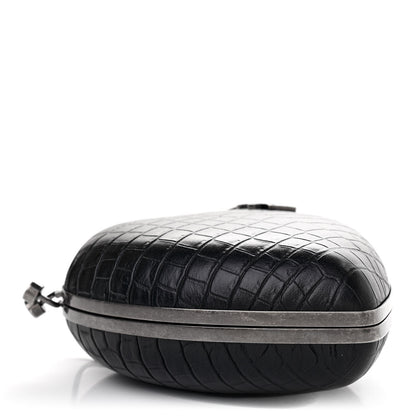 Saint Laurent Calfskin Crocodile Embossed Monogram Love Box Bag Black 4 of 6