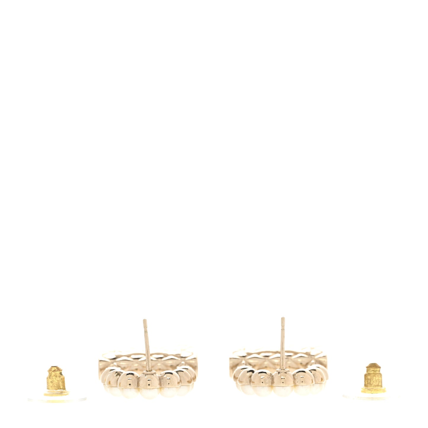 Pearl Quilted CC Flap Bag Earrings Gold