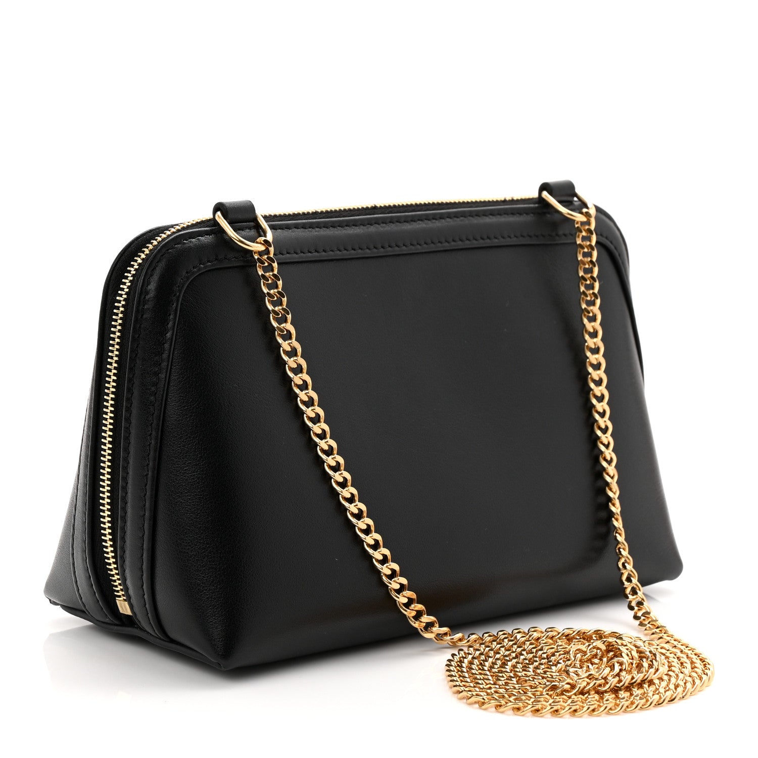 Celine Smooth Calfskin Cuir Triomphe Clutch on Chain Black 3 of 11