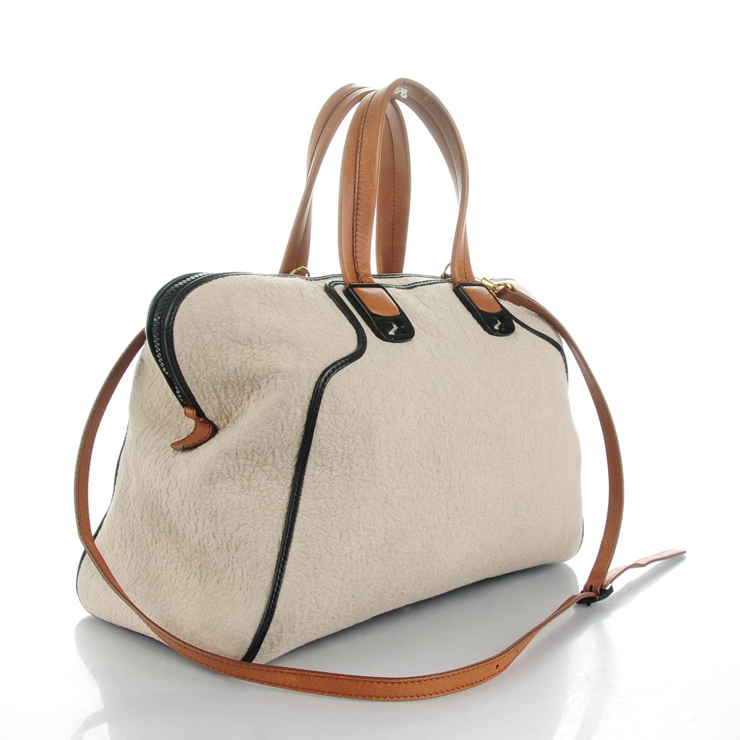 Fendi Tessuto Matelasse Chameleon Tote Ecru Black 3 of 7