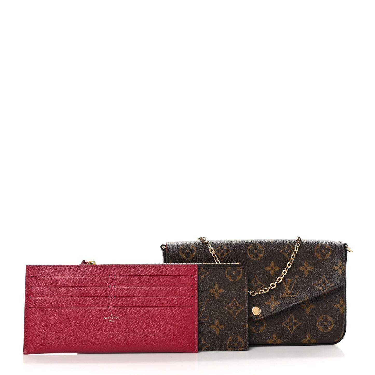 Monogram Pochette Felicie Chain Wallet Fuchsia
