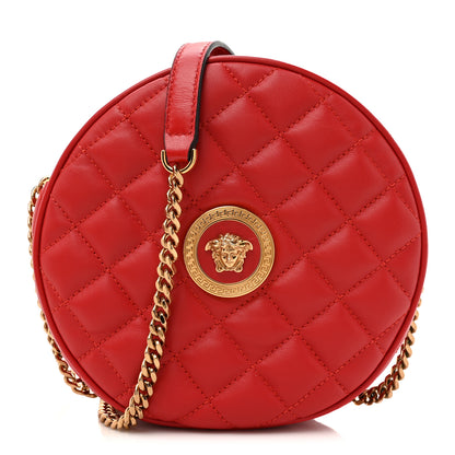 Versace Nappa Quilted La Medusa Round Camera Bag Red 1 of 9