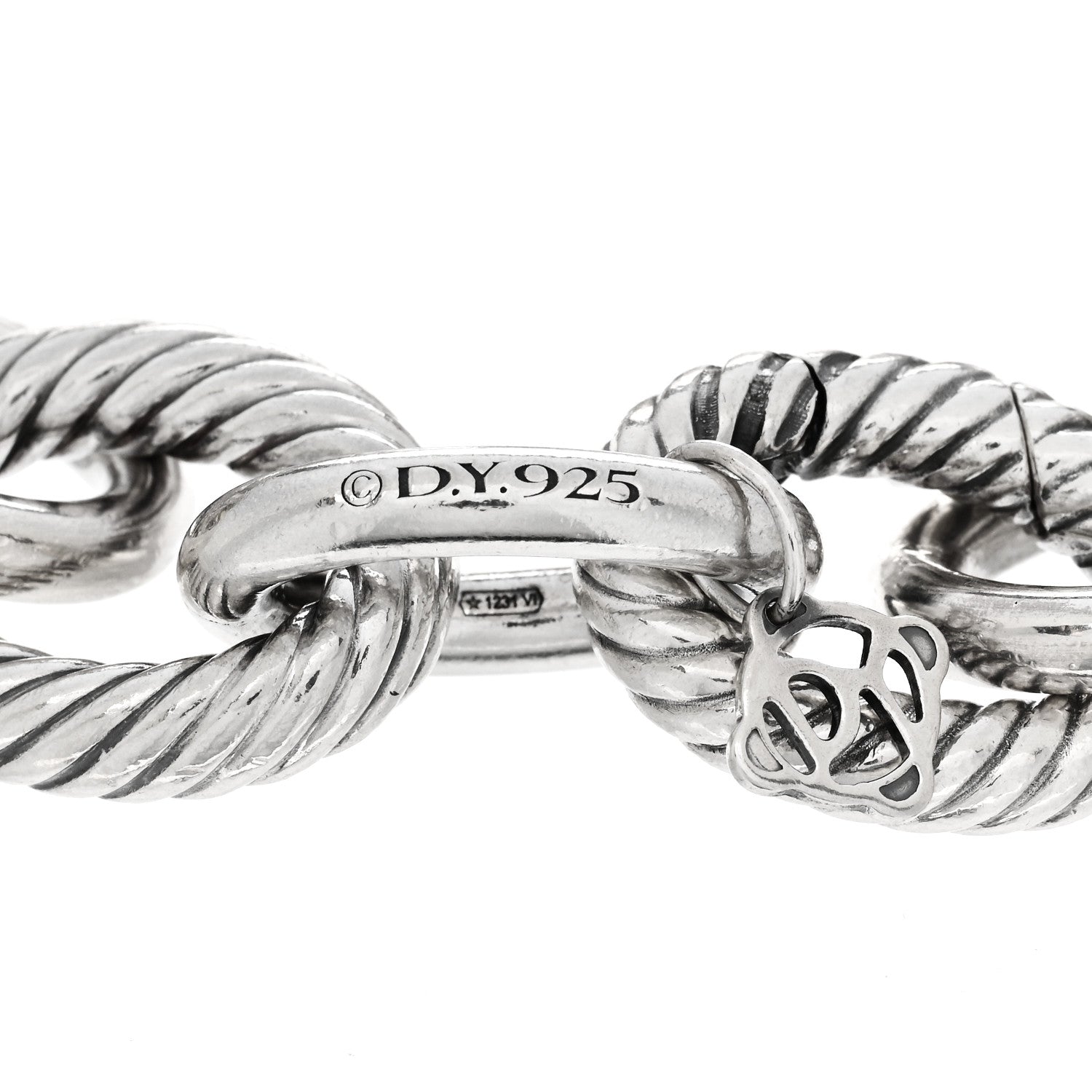 David Yurman Sterling Silver 18K Yellow Gold 19mm Extra Large Oval Link Bracelet 3 of 4
