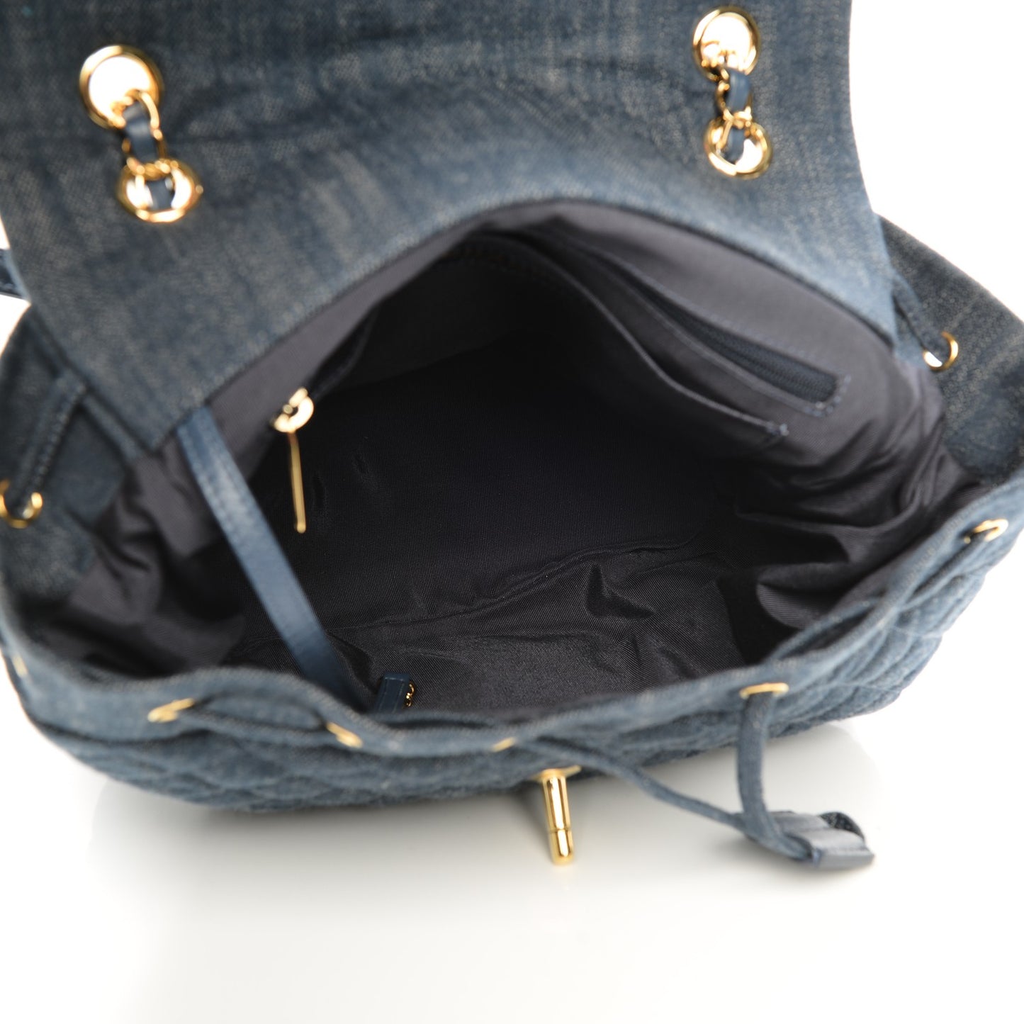 Washed Denim Quilted Large Urban Spirit Backpack Dark Blue