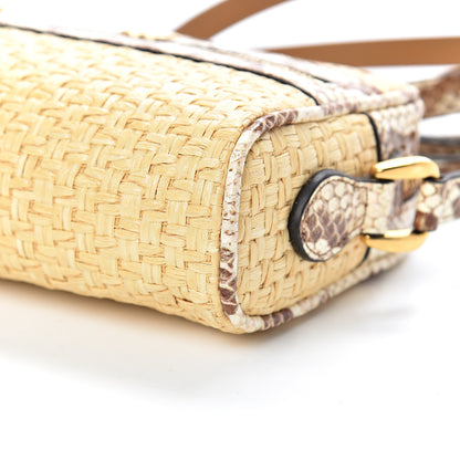 Gucci Raffia Elaphe Mini Ophidia Shoulder Bag Natural Cream Brown 9 of 10