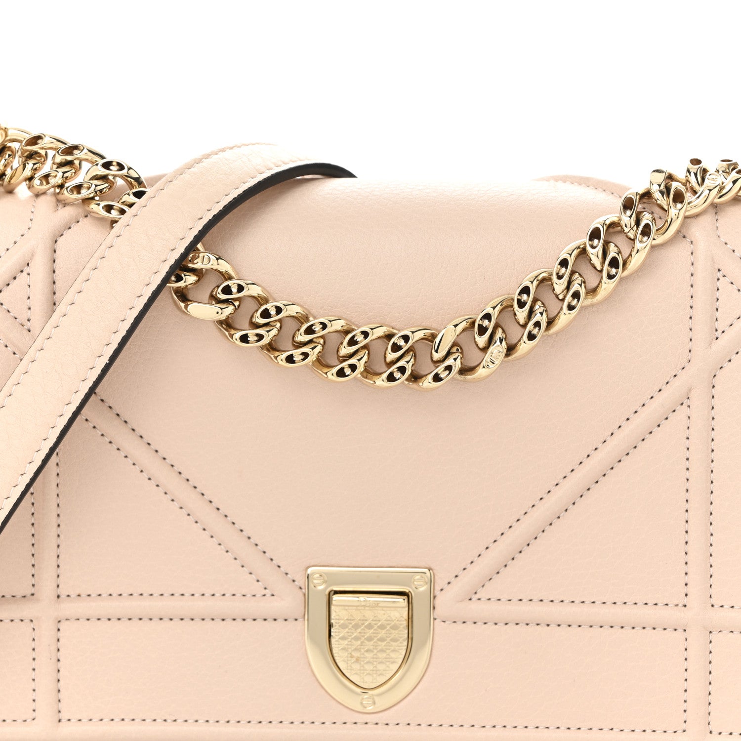 Christian Dior Grained Calfskin Small Diorama Flap Bag Nude 7 of 9