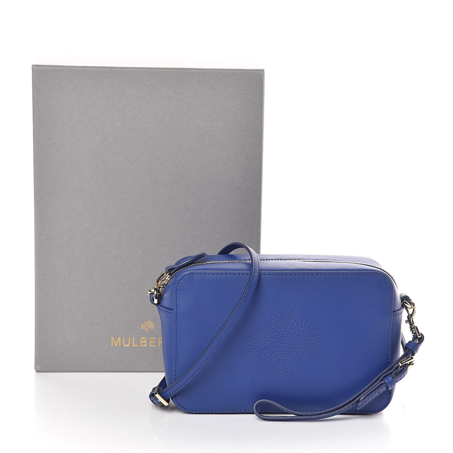 Calfskin Nappa Blossom Pochette With Strap Neon Blue