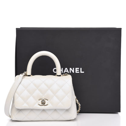 Chanel Iridescent Caviar Quilted Extra Mini Coco Handle Flap White 11 of 11
