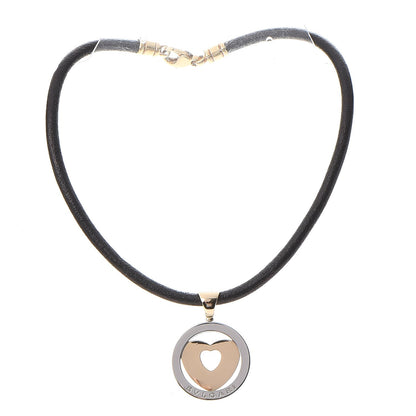 Bulgari 18K Yellow Gold Stainless Steel Heart Cord Pendant Necklace 3 of 7