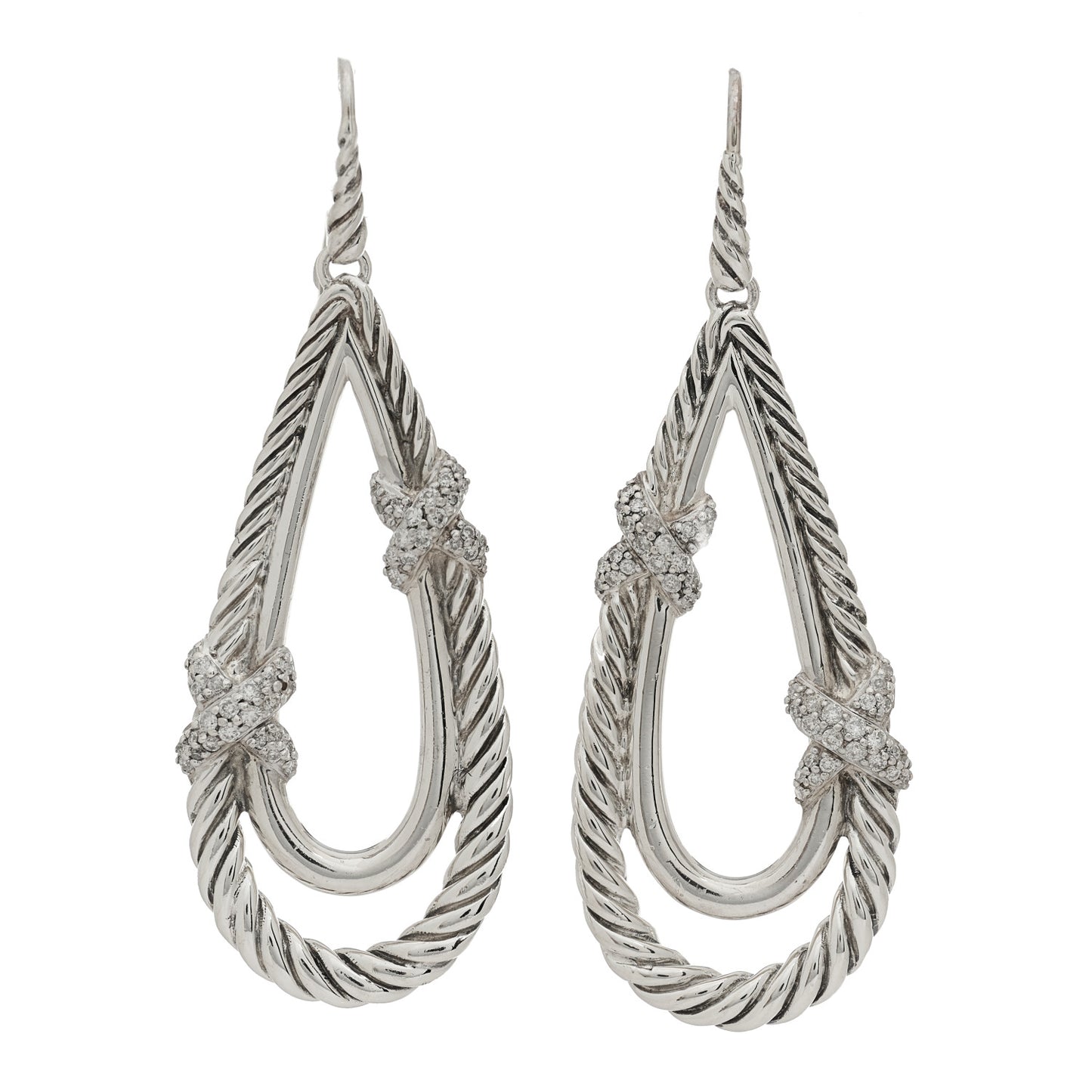 Sterling Silver Diamond X Drop Earrings