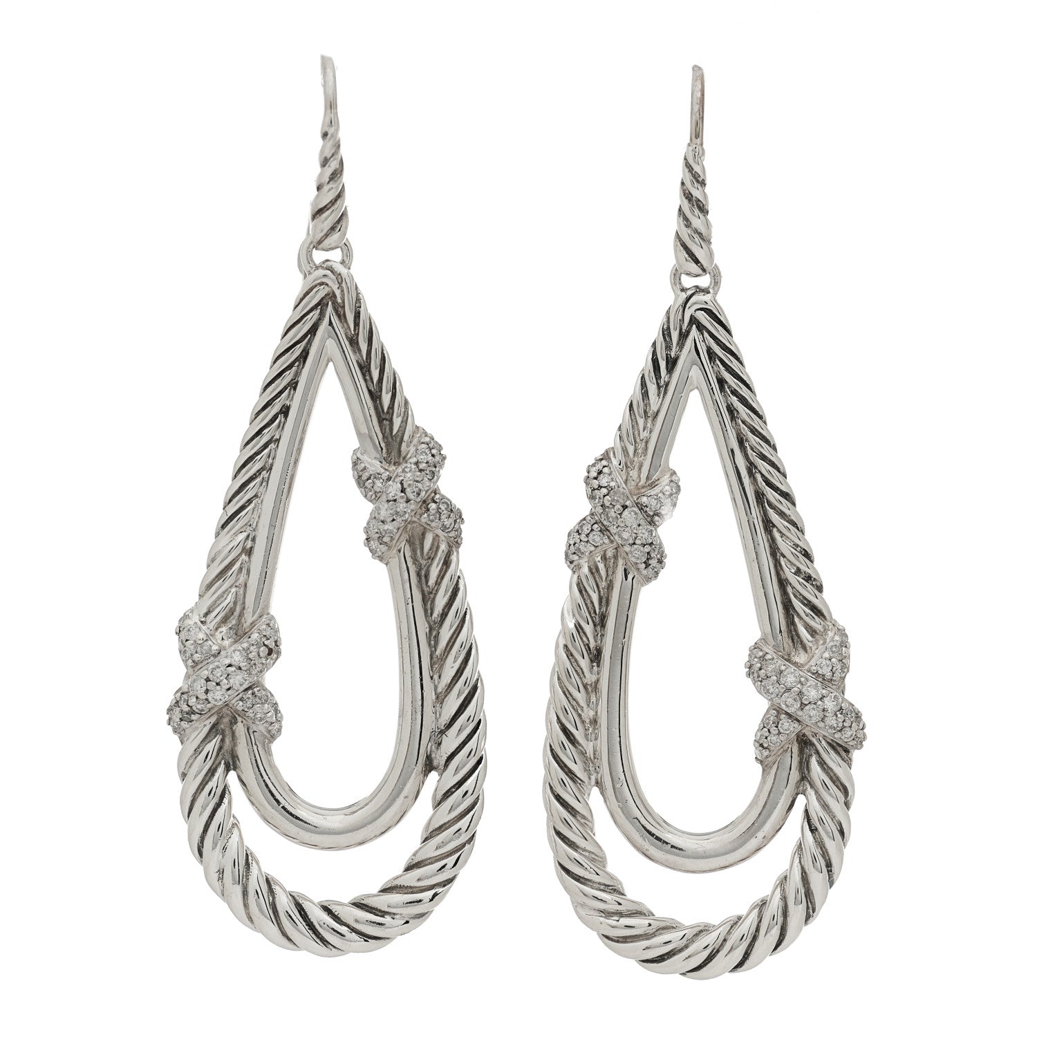 David Yurman Sterling Silver Diamond X Drop Earrings 1 of 4