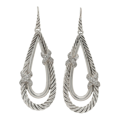 David Yurman Sterling Silver Diamond X Drop Earrings 1 of 4