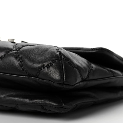 Chanel Calfskin Quilted Double Stitch Hamptons Clutch with Chain Black 8 of 8
