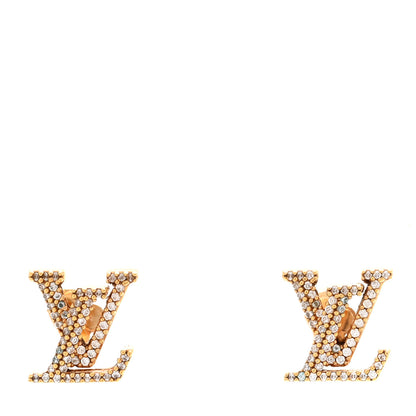Louis Vuitton Metal Crystal LV Iconic Earrings Gold 1 of 6
