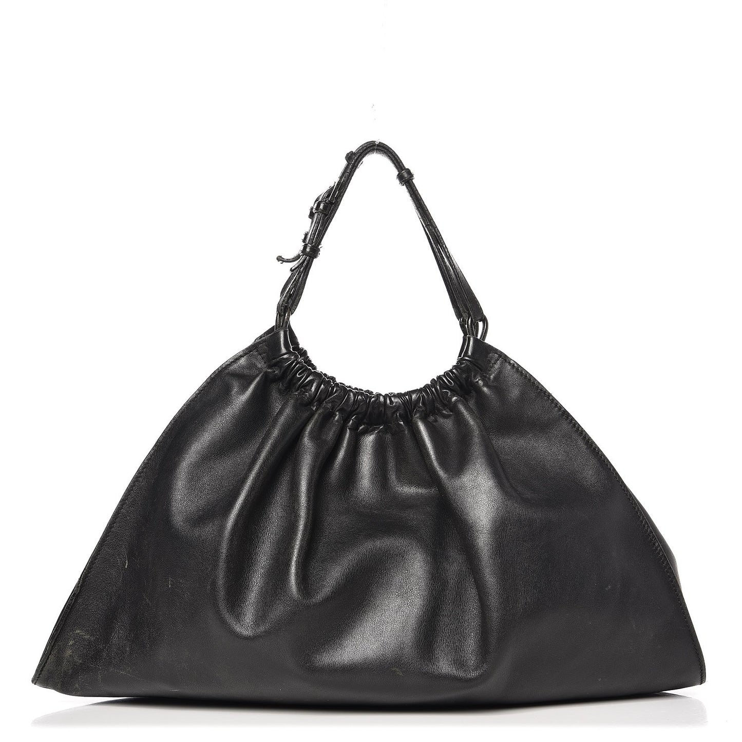 Calfskin Gathered Handbag Black