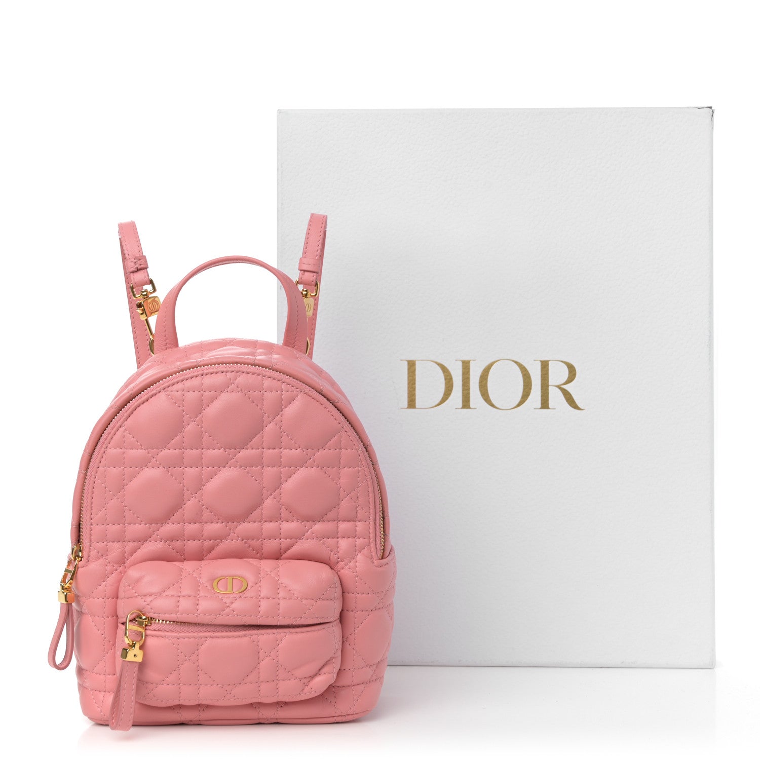 Christian Dior Lambskin Cannage Mini Backpack Peach Blossom