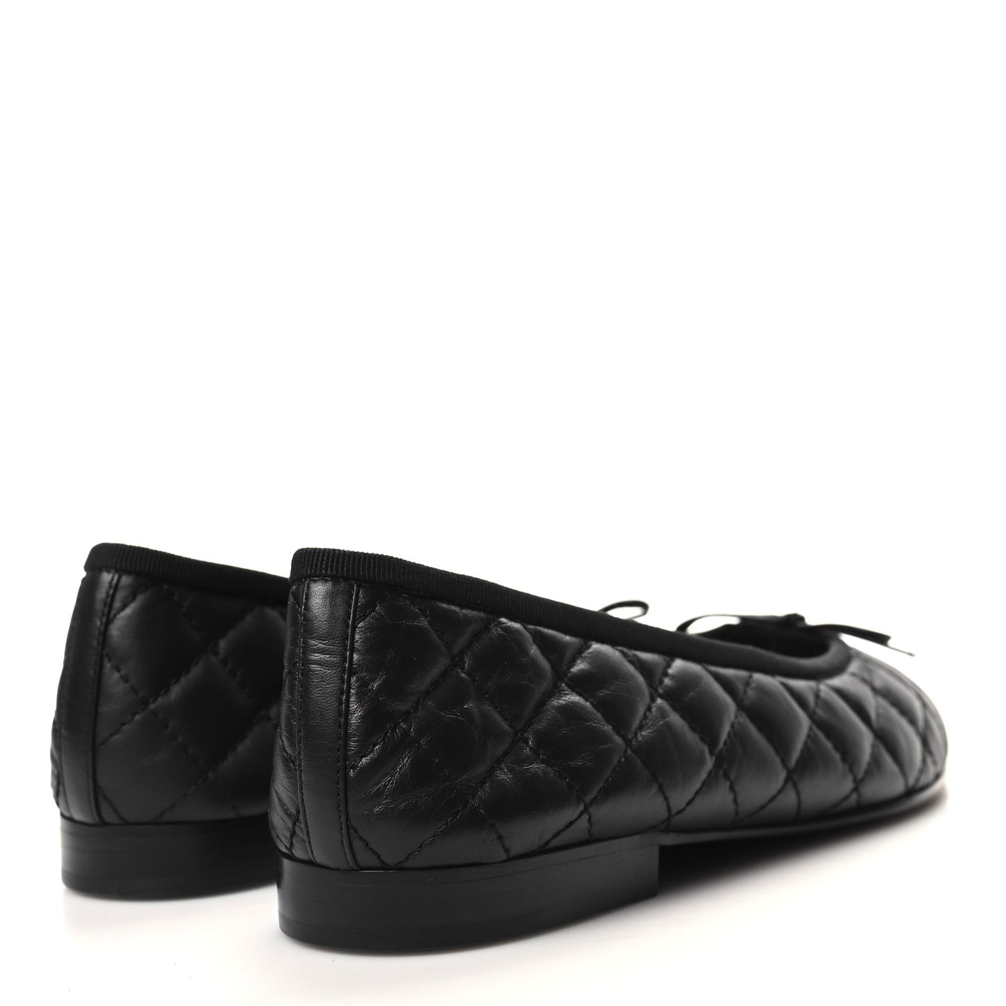 Aged Calfskin Quilted CC Cap Toe Ballerina Flats 39 Black