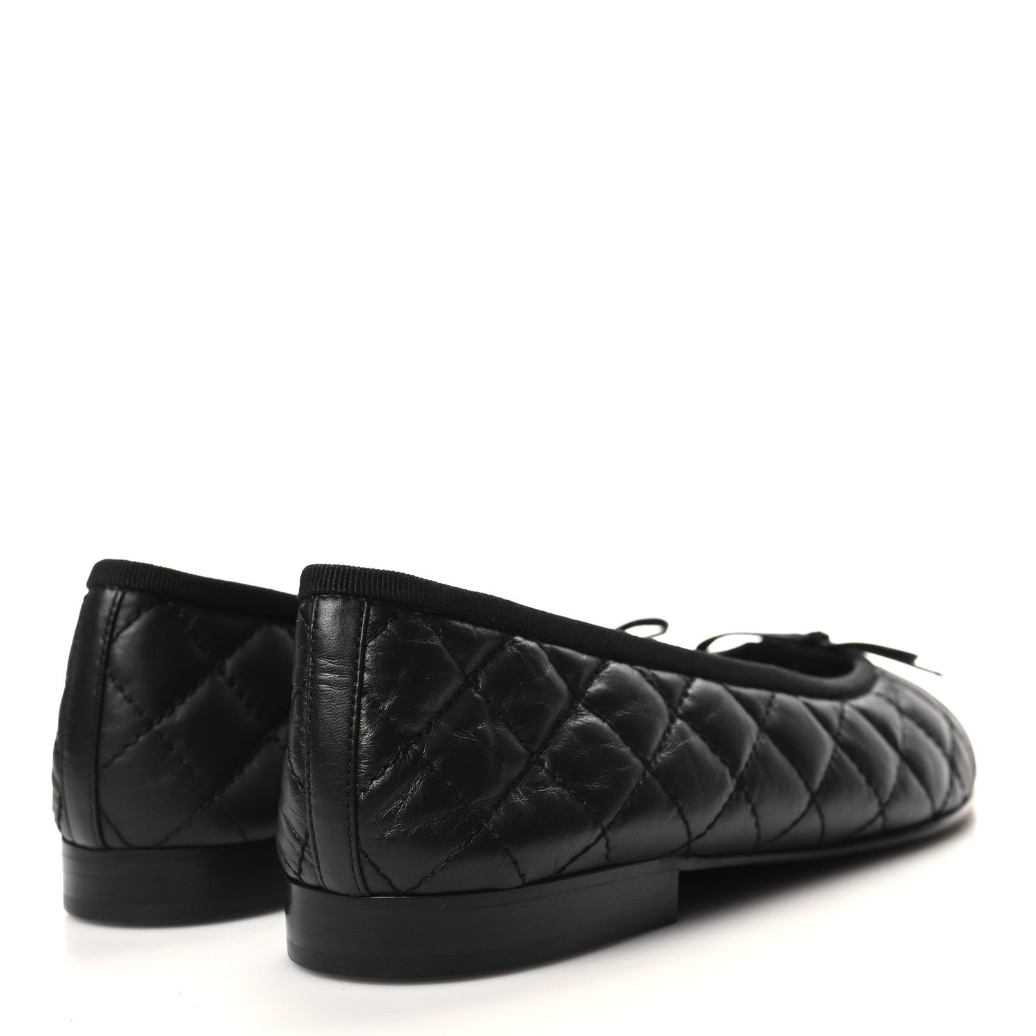 Chanel Aged Calfskin Quilted CC Cap Toe Ballerina Flats 39 Black 4 of 9