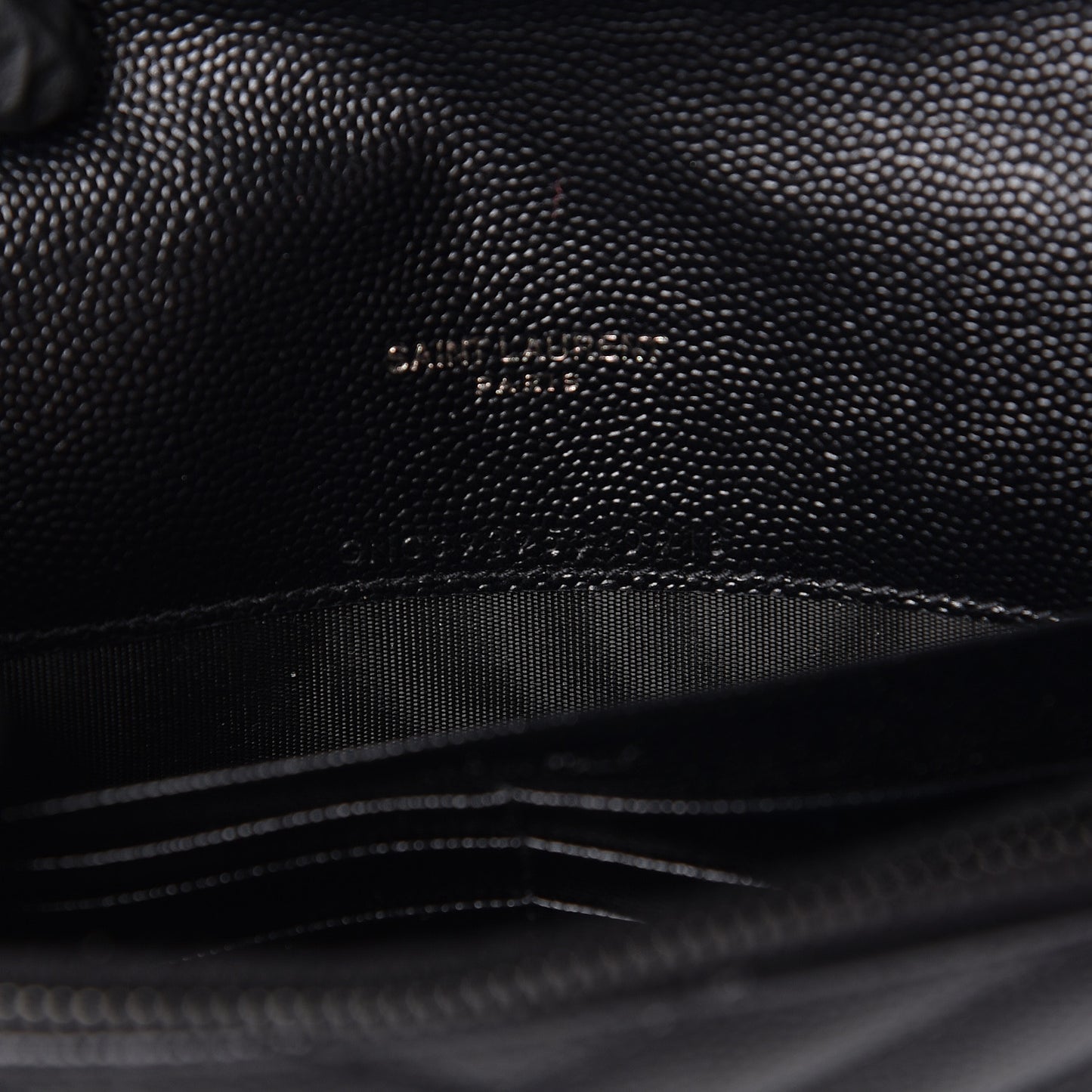 Grain De Poudre Matelasse Chevron Monogram Envelope Chain Wallet Black