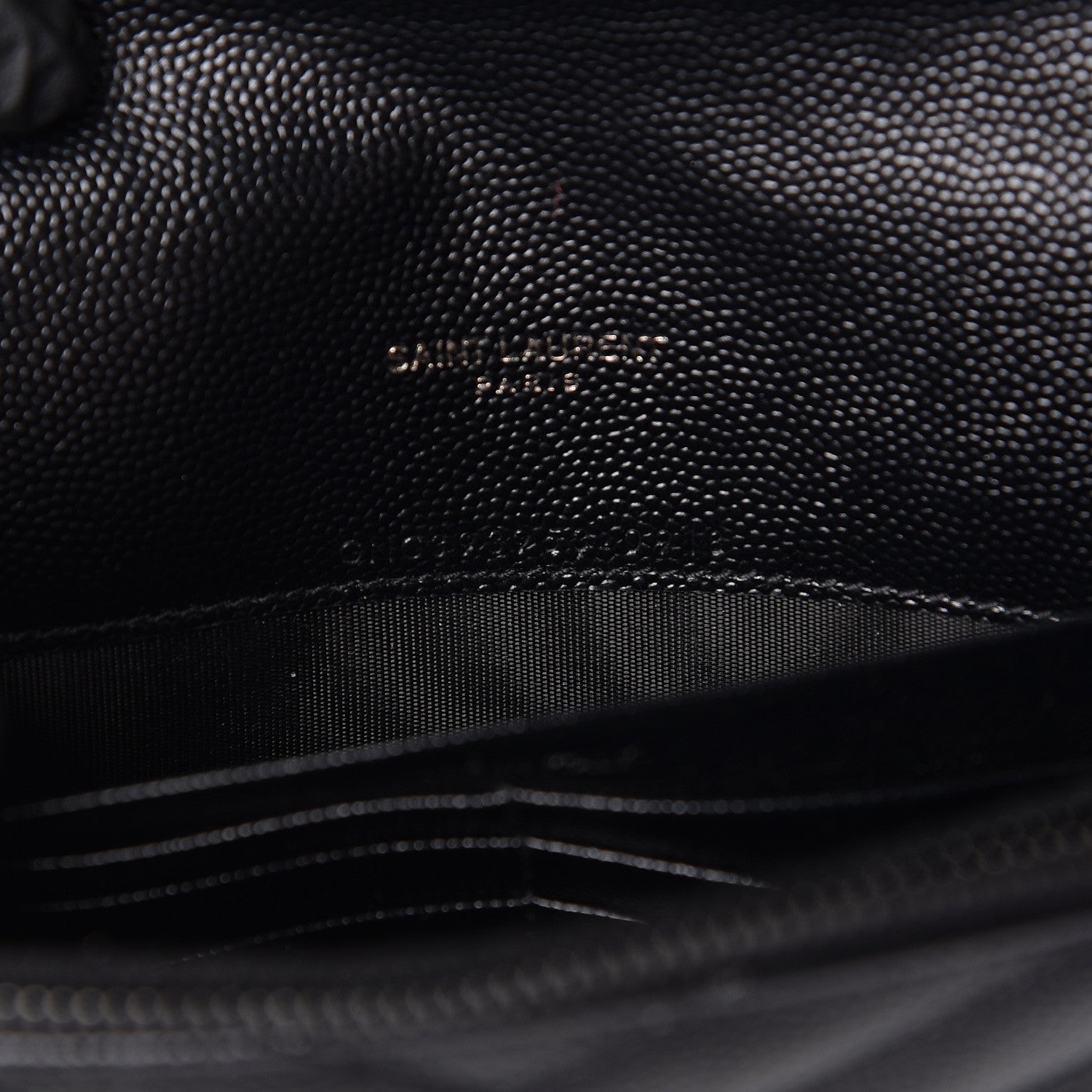 Saint Laurent Grain De Poudre Matelasse Chevron Monogram Envelope Chain Wallet Black 7 of 11