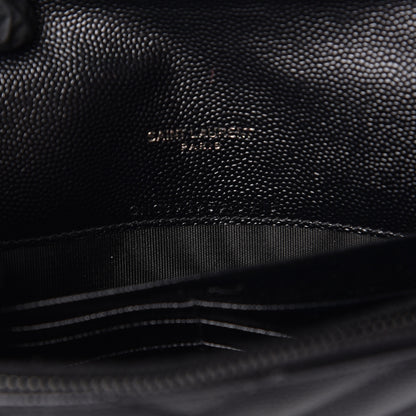 Saint Laurent Grain De Poudre Matelasse Chevron Monogram Envelope Chain Wallet Black 7 of 11